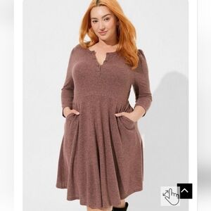 Plush Puff Sleeve Skater Dress